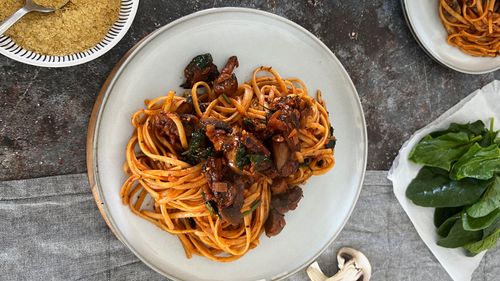 Mushroom and spinach pasta